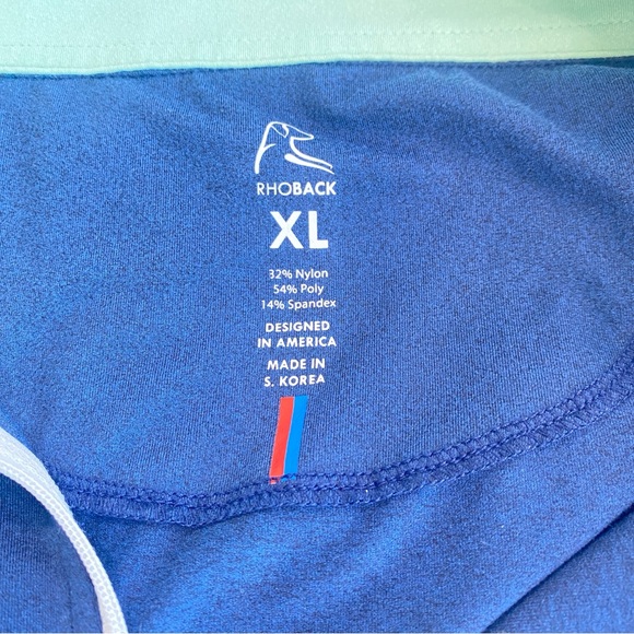 Rhoback Heathered Performance Golf Quarter-Zip Pullover Navy & Antigua Green XL - Picture 6 of 10